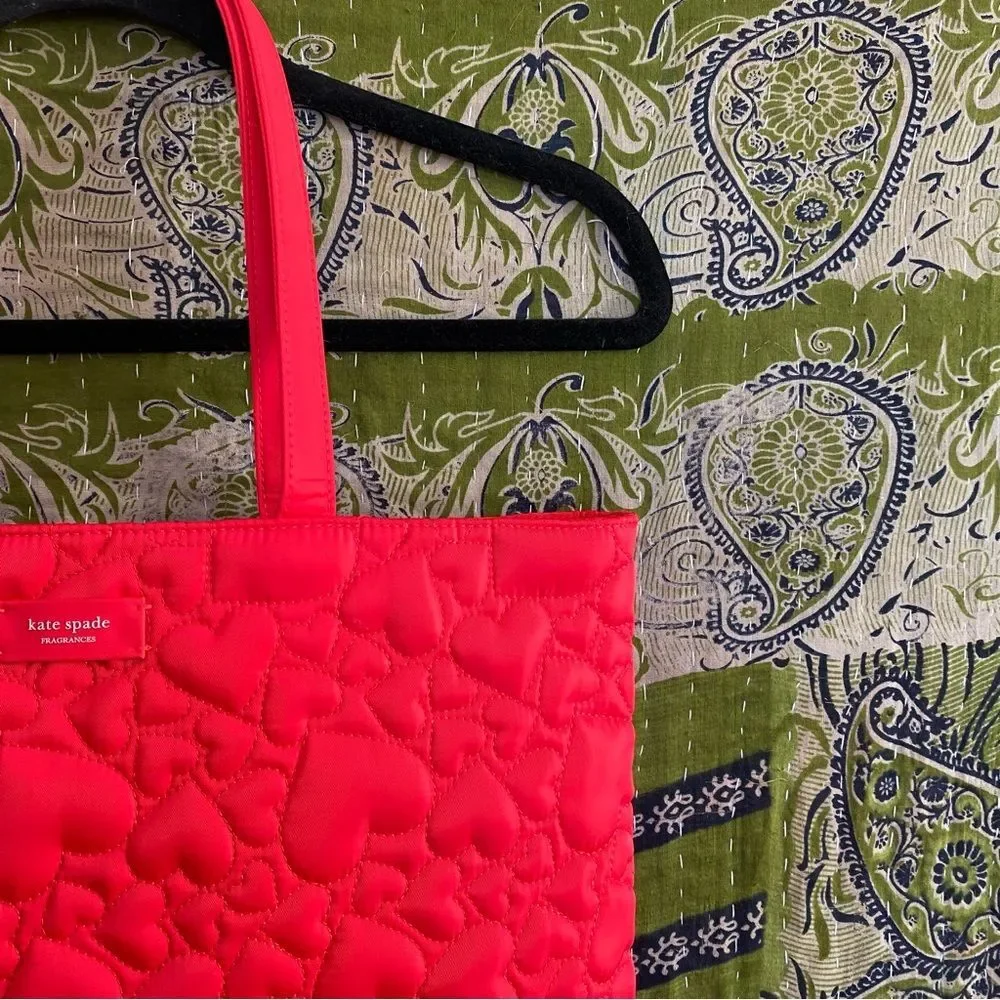 Kate Spade Fragrances Red Hearts Quilted Tote Bag